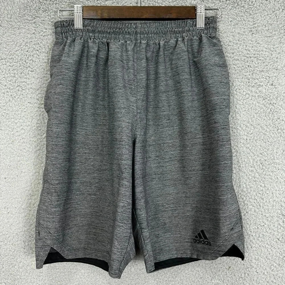 Adidas shorts Men’s small‎ gray athletic pockets Drawstring Soccer running woven